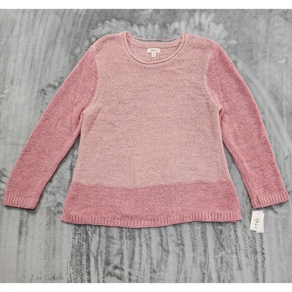NEW Style&Co Scoop Neck Sweater Size XXL 2X Pink Tonal Color Block Open Stitch - Picture 1 of 11